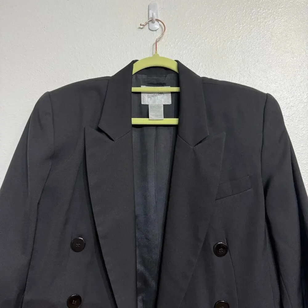 Jacqueline Ferrar Black Vintage Wool Blend Blazer Sz 6